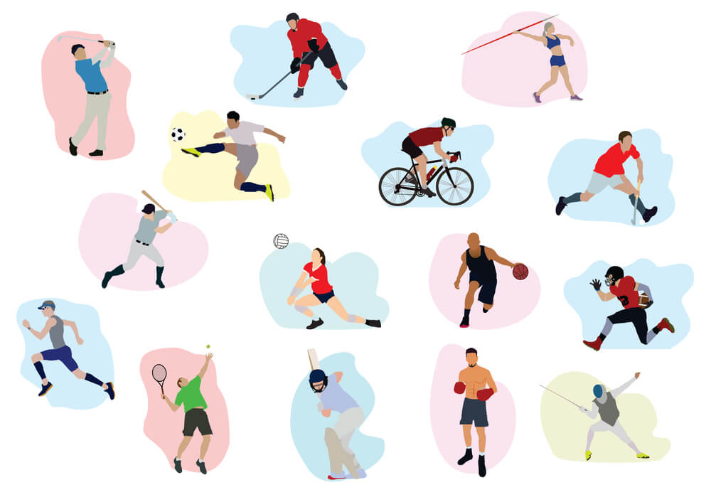 collection of sport person, different professional athletes in one frame
