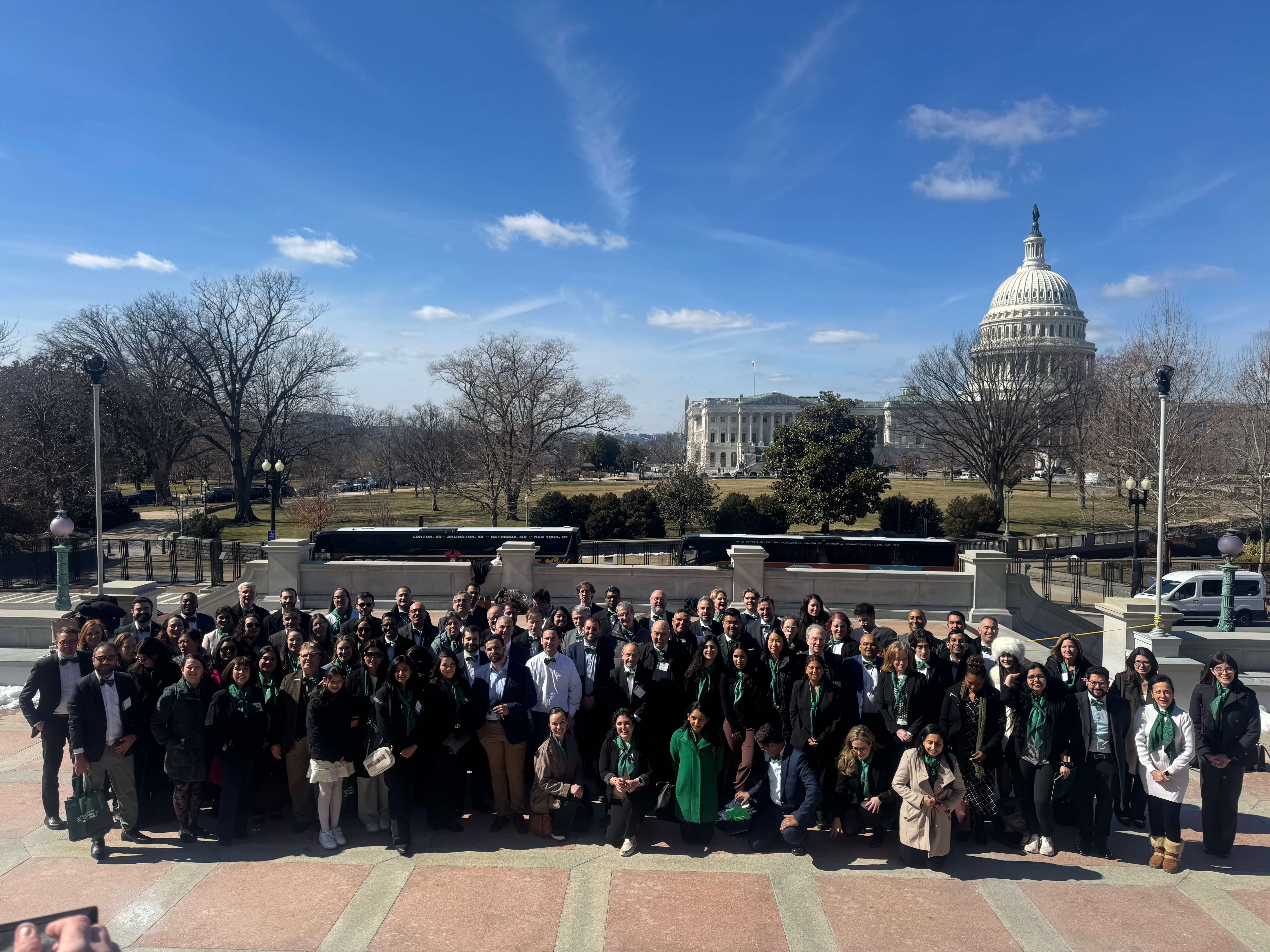 Neurologists gather outside of the US Capitol building to advocate for their patients. 