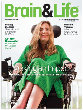 Brain & Life October/November issue cover of Brooke Eby