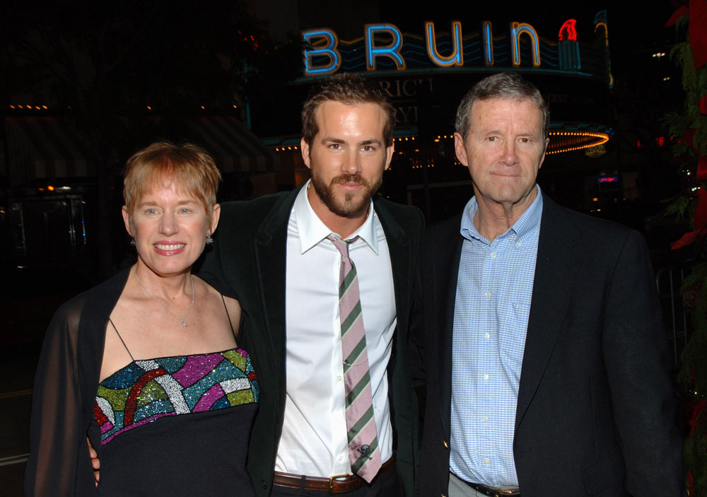 Actor Ryan Reynolds at an event with his mother and father