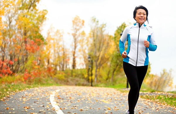 Woman running on street