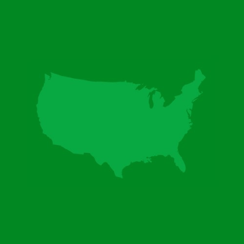 Green graphic of a map of the United States